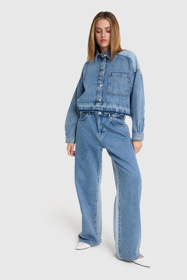 ALIX THE LABEL Dames Jeans Ladies Woven Mix Denim Pants Blauw - Foto 5
