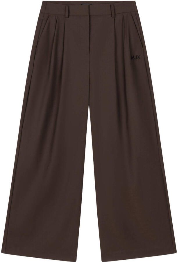 Alix the Label wide leg pantalon met plooien bruin - Foto 2