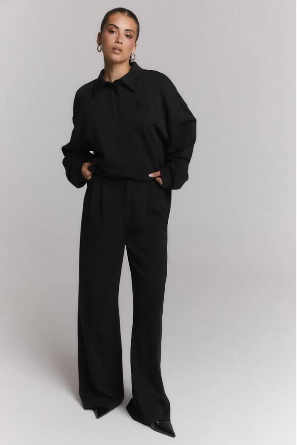 Alix the Label wide leg pantalon met plooien zwart