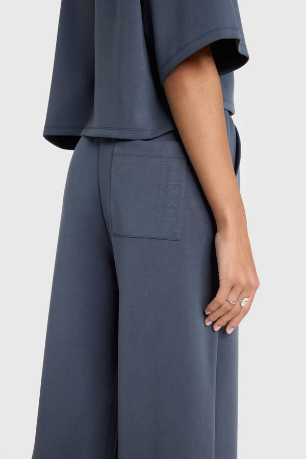 ALIX THE LABEL Dames Broeken Ladies Knitted Flowy Side Slit Pants Donkergrijs