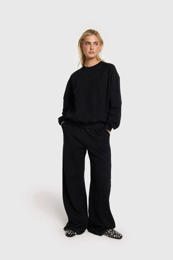 ALIX THE LABEL Dames Broeken Logo Sweat Pant Zwart - Foto 5