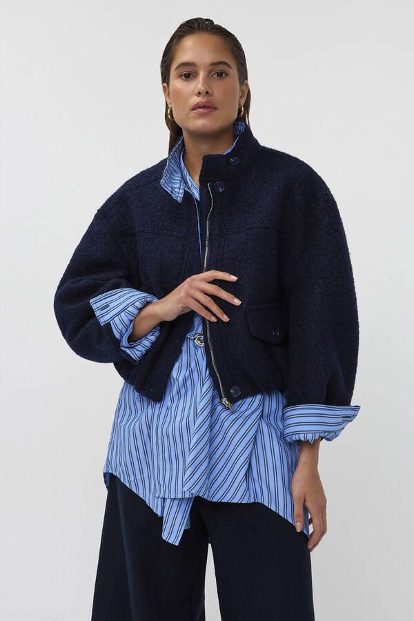 AMAYA Amsterdam bouclé bomberjack donkerblauw