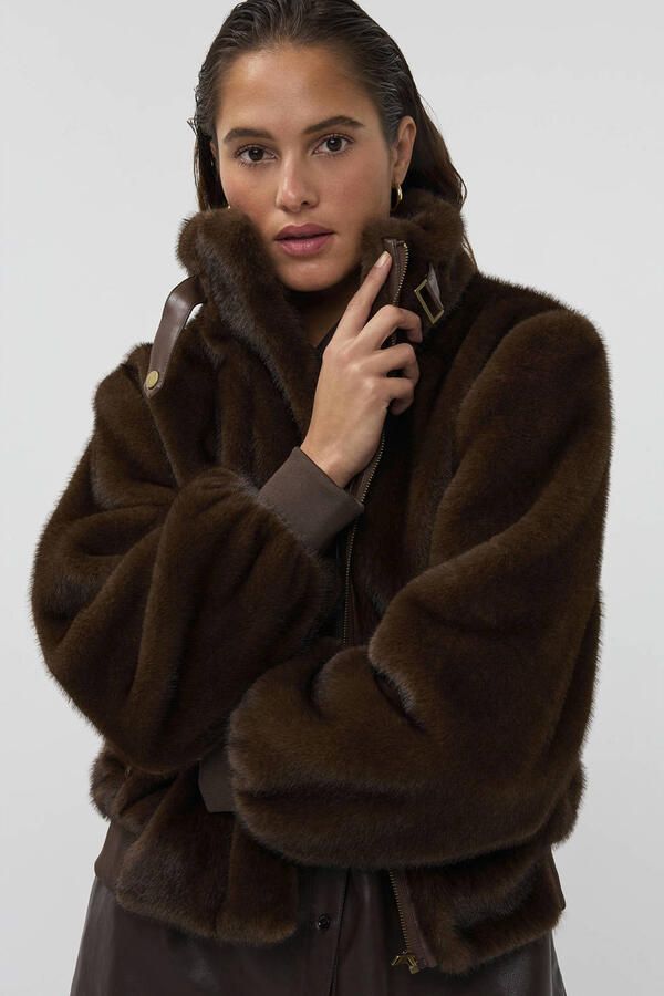 AMAYA Amsterdam faux fur jas donkerbruin