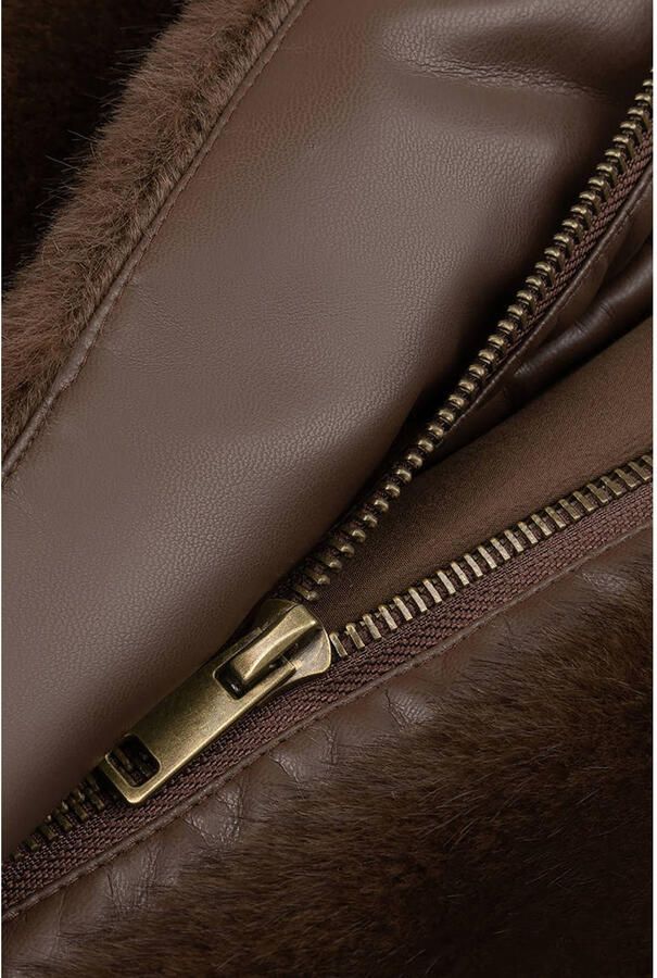 AMAYA Amsterdam faux fur jas donkerbruin - Foto 3