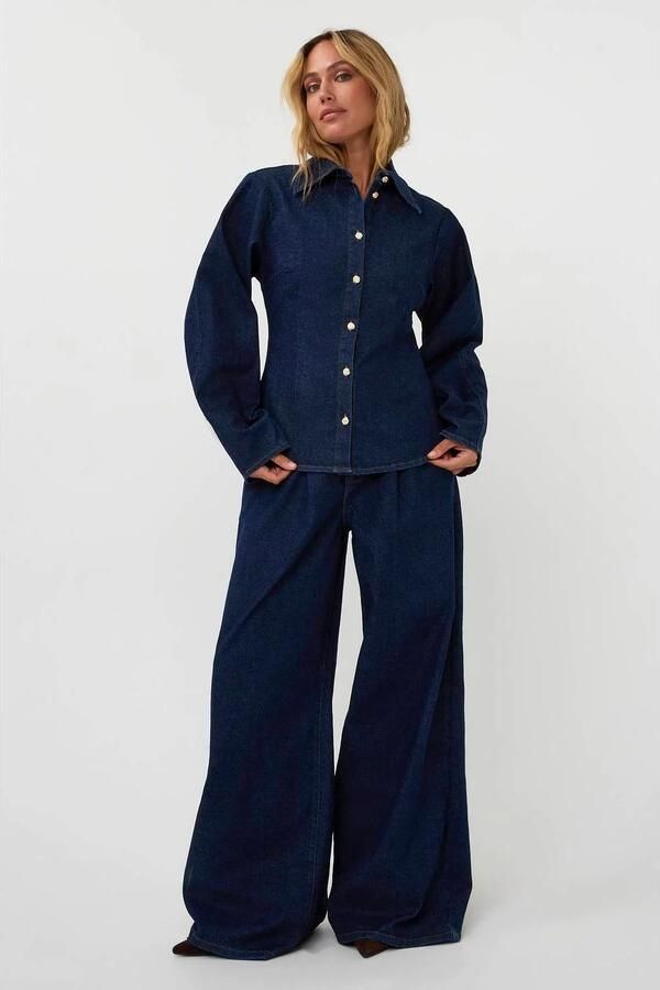 AMAYA AMSTERDAM Dames Broeken Aria Pants Donkerblauw - Foto 4
