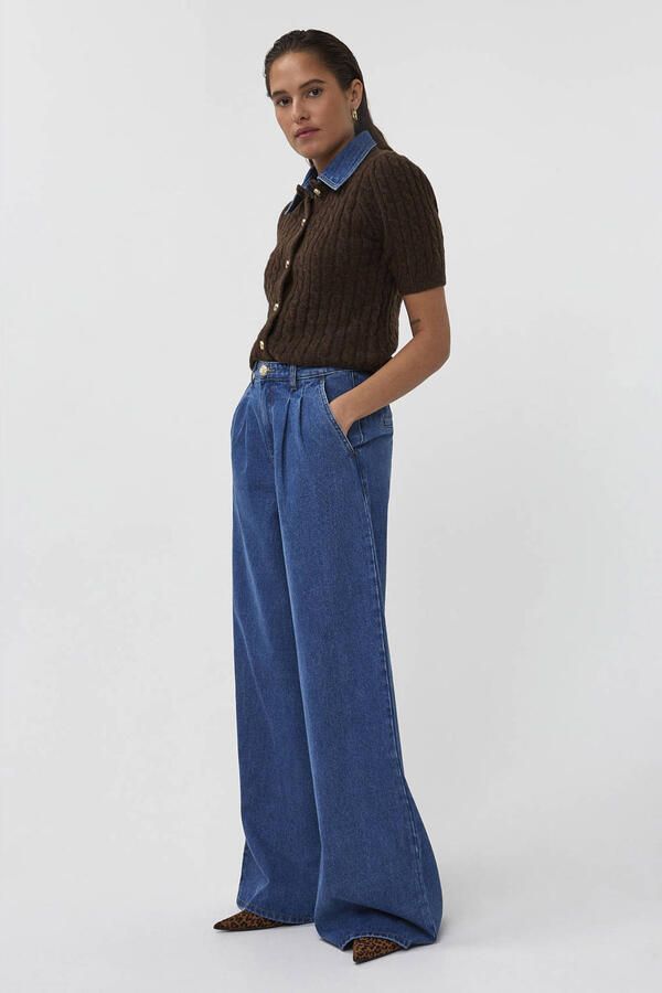 AMAYA Amsterdam high waist wide leg jeans medium blauw - Foto 6