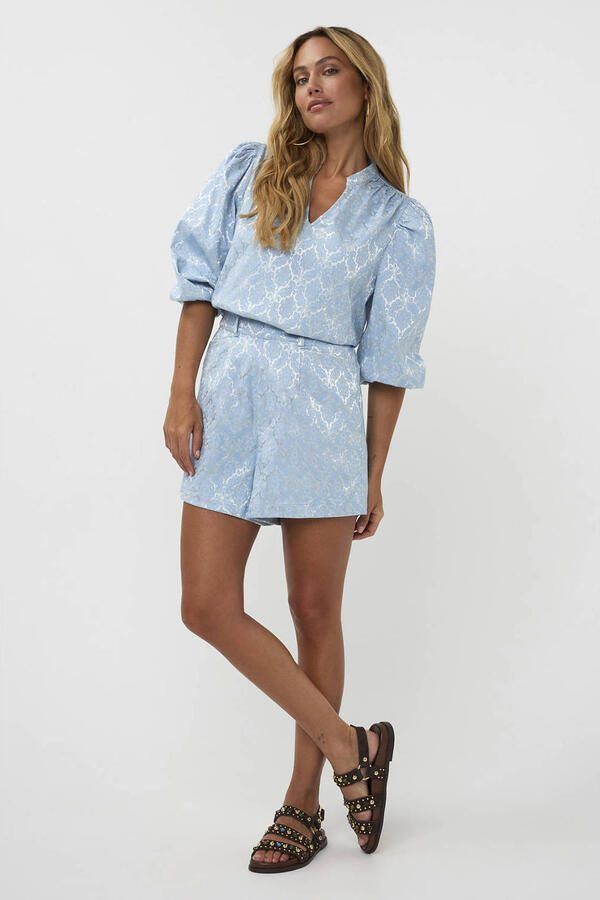 AMAYA Amsterdam high waist casual short met paisley print lichtblauw - Foto 3