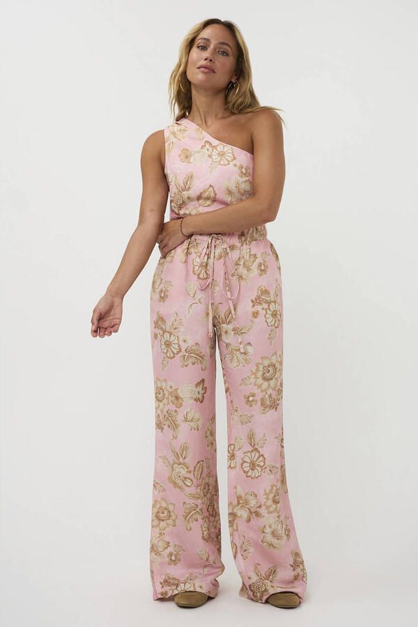 AMAYA Amsterdam high waist gebloemde broek met linnen lichtroze - Foto 7