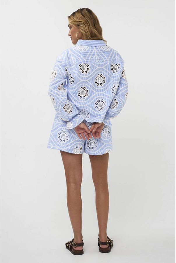 AMAYA Amsterdam gestreepte blouse broderie lichtblauw - Foto 6