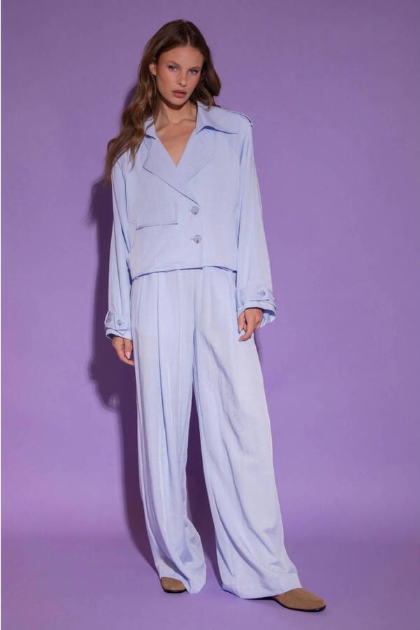 AMAYA Amsterdam wide leg regular waist broek lichtblauw