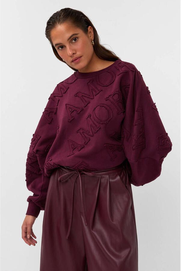 AMAYA Amsterdam katoenen sweater met print donkerrood