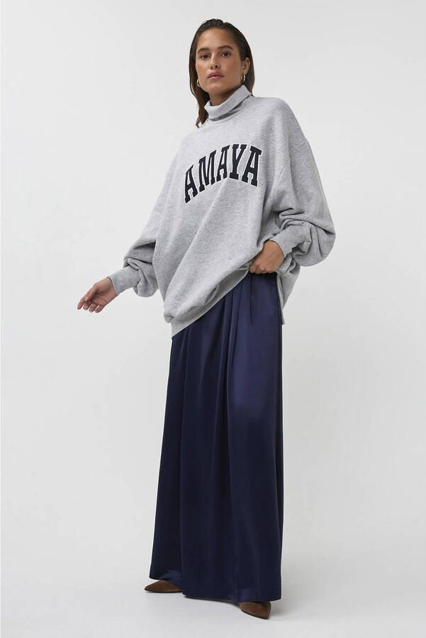 AMAYA Amsterdam katoenen sweater met tekst grijs - Foto 2