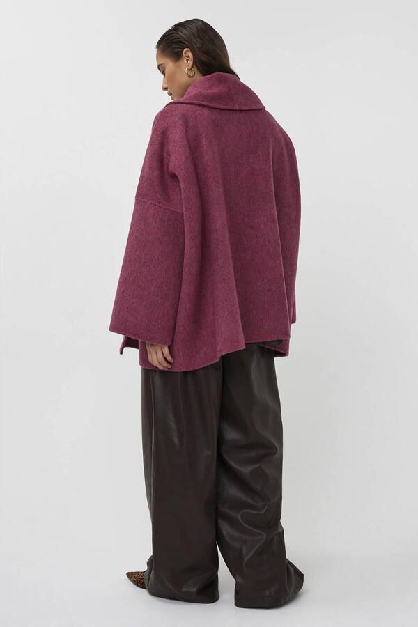 AMAYA Amsterdam kimono jas met ceintuur en wol roze - Foto 2