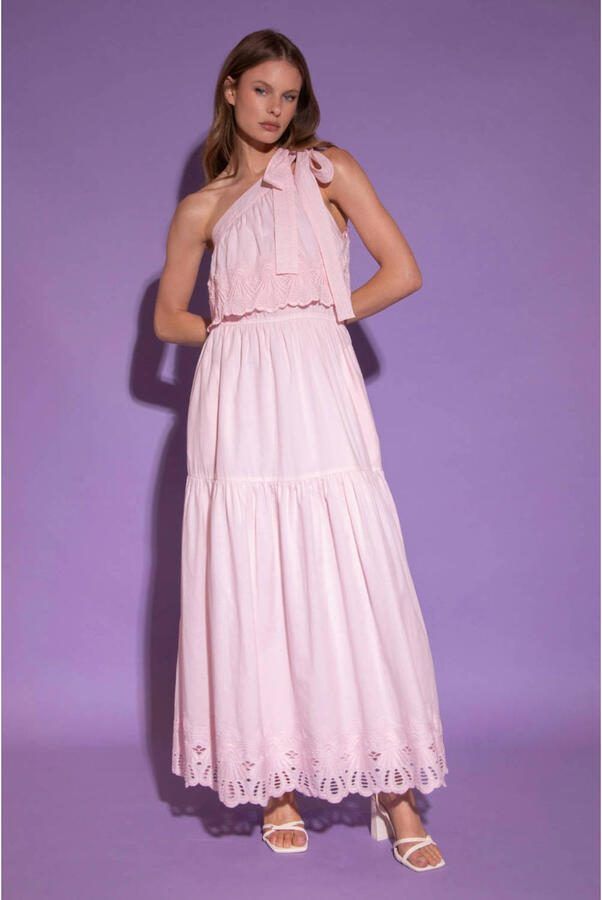 AMAYA Amsterdam maxi jurk broderie lichtroze