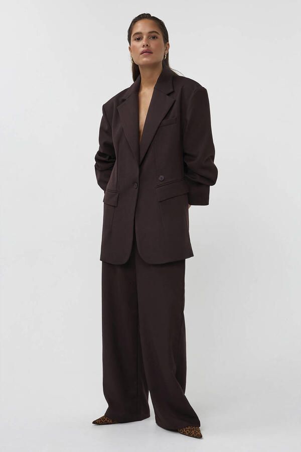 AMAYA Amsterdam wide leg broek donkerbruin - Foto 2
