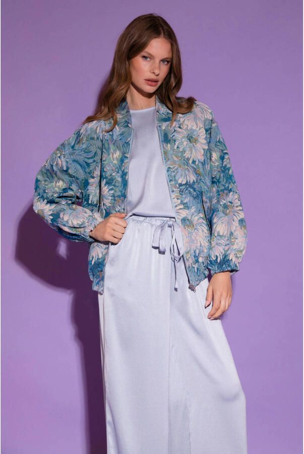 AMAYA Amsterdam satijnen high waist broek lichtblauw - Foto 5