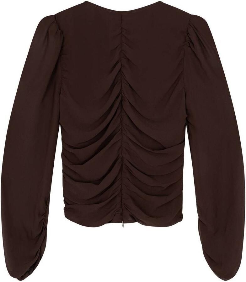 AMAYA Amsterdam top met plooien donkerbruin - Foto 2