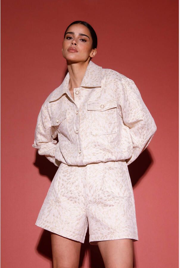 AMAYA Amsterdam straight high waist casual short beige met lurex - Foto 6