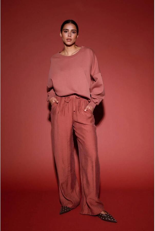 AMAYA Amsterdam straight regular waist broek oudroze - Foto 5