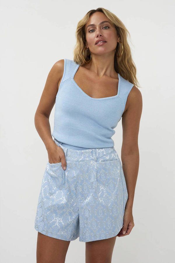 AMAYA Amsterdam top rib gebreid lichtblauw