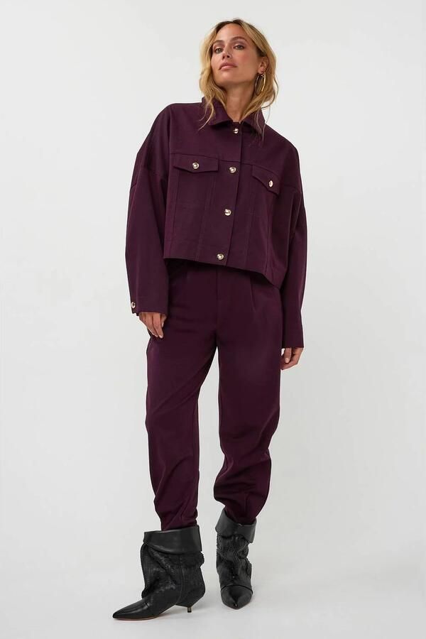 AMAYA Amsterdam tapered broek aubergine