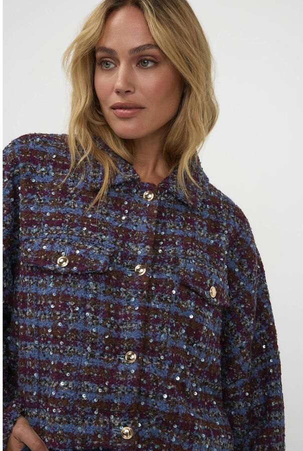 AMAYA Amsterdam tweed jacket met pailletten rood blauw - Foto 6