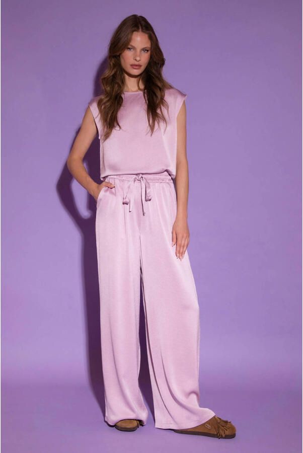 AMAYA Amsterdam wide leg regular waist broek paars - Foto 4