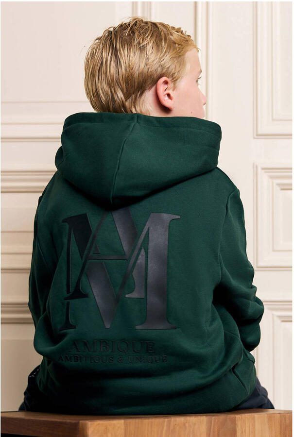 Ambique hoodie met backprint donkergroen - Foto 3