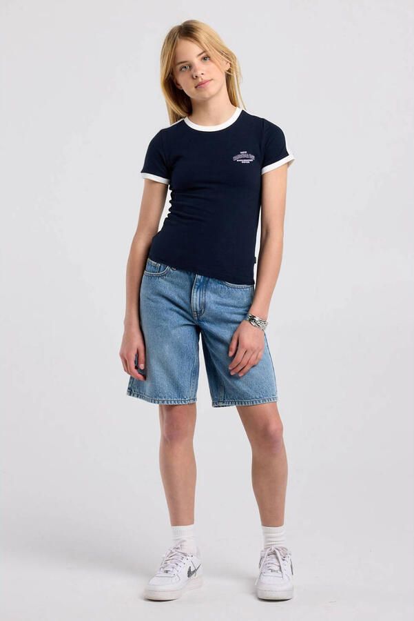 America Today aansluitend T-shirt met backprint donkerblauw - Foto 2