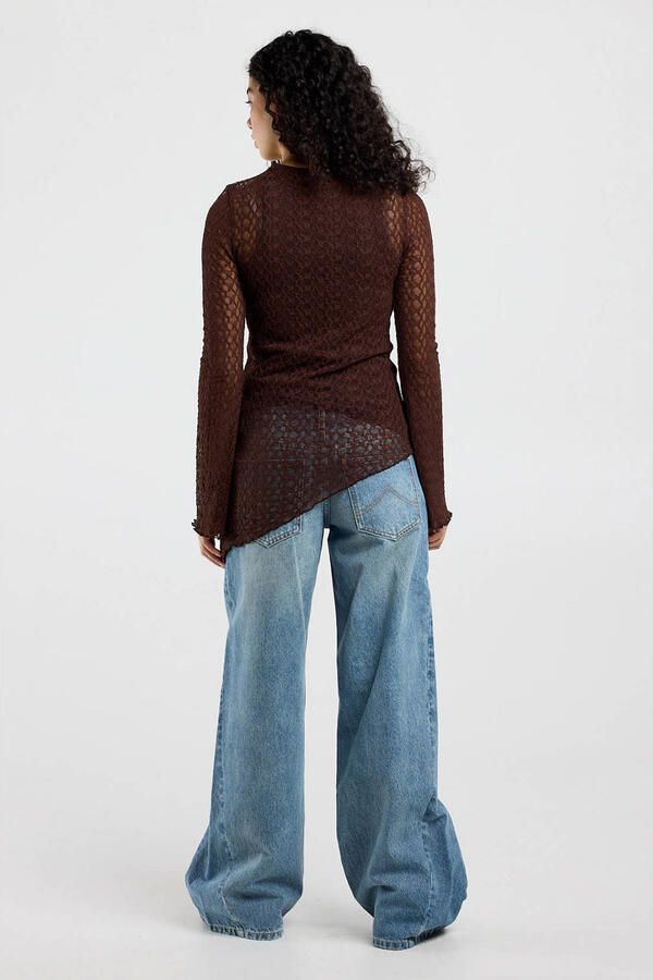 America Today asymmetrische top donkerbruin - Foto 3
