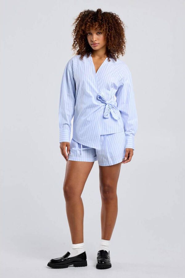 America Today blouse met krijtstreep blauw - Foto 3