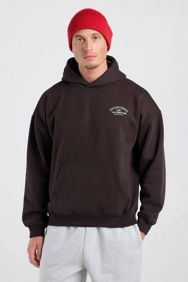 America Today boxy hoodie met backprint bruin - Foto 2