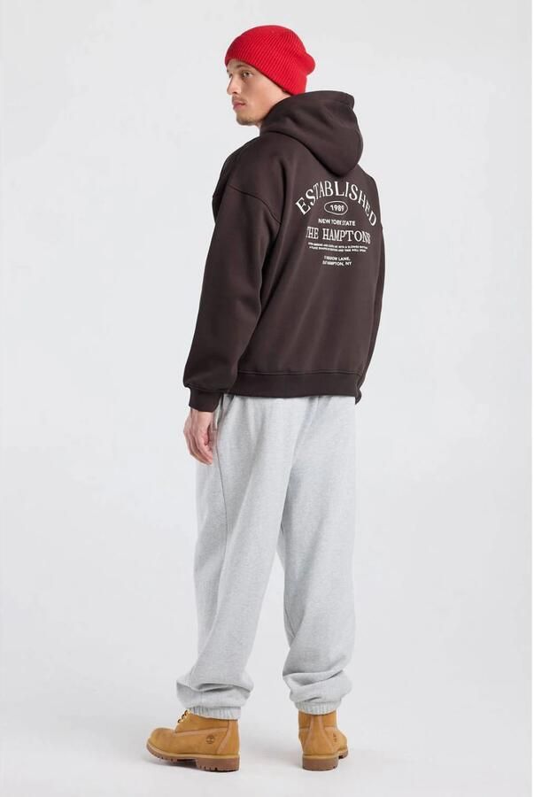 America Today boxy hoodie met backprint bruin