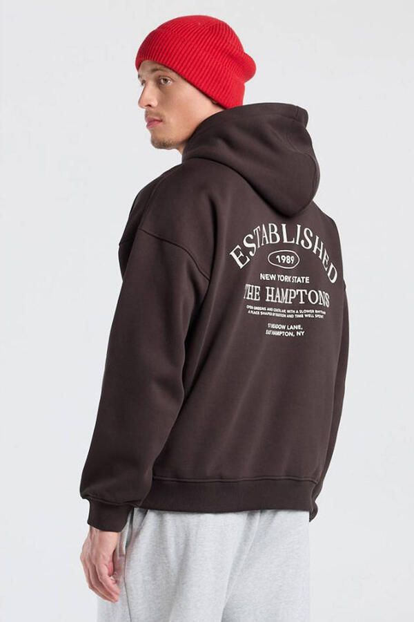 America Today boxy hoodie met backprint bruin - Foto 3
