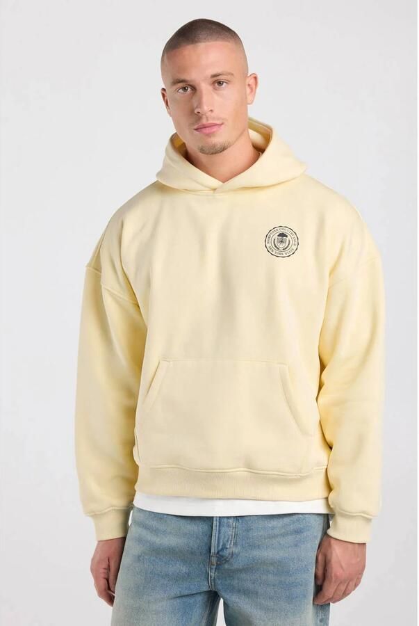 America Today boxy hoodie met backprint geel