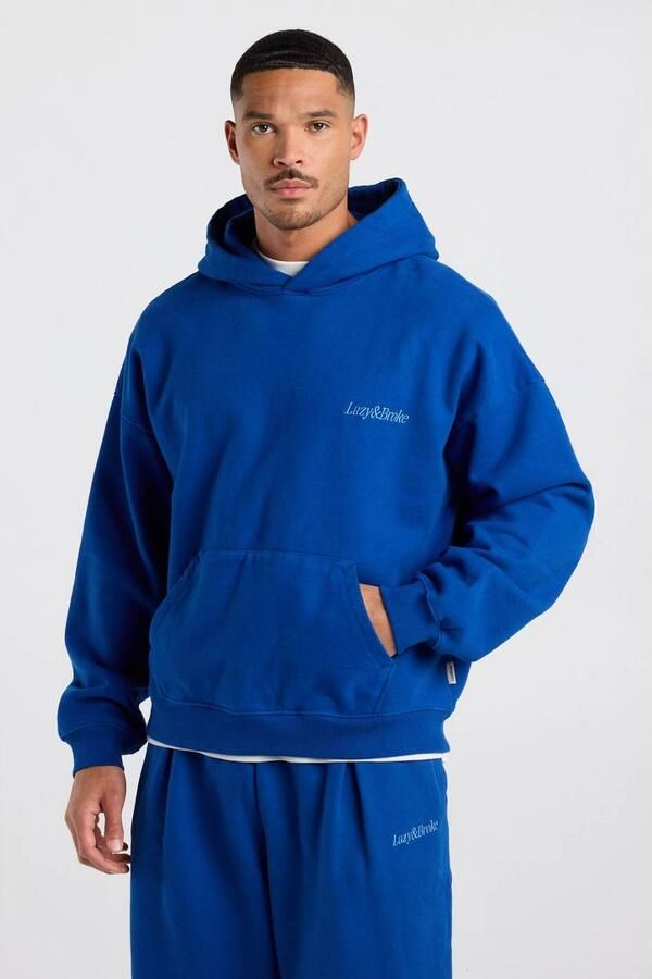 America Today boxy hoodie met borduursels kobalt