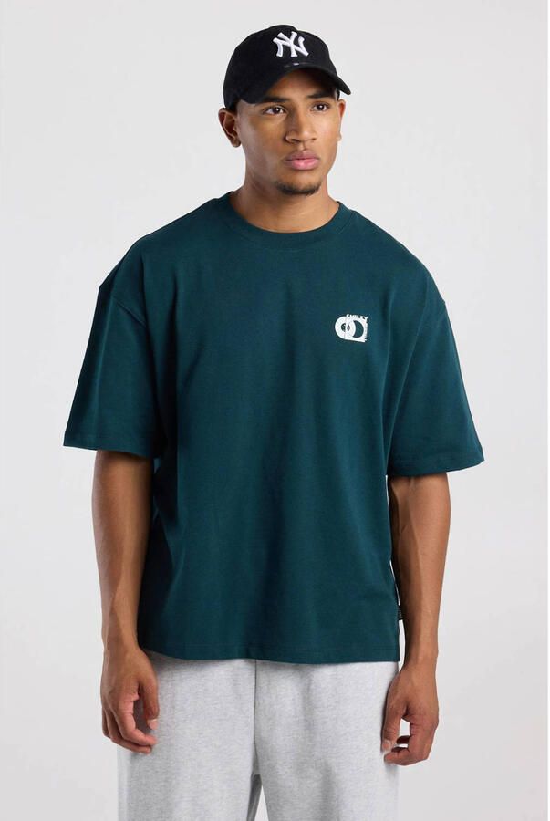 America Today boxy T-shirt met backprint blauw