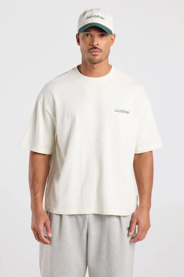 America Today boxy T-shirt met backprint ecru
