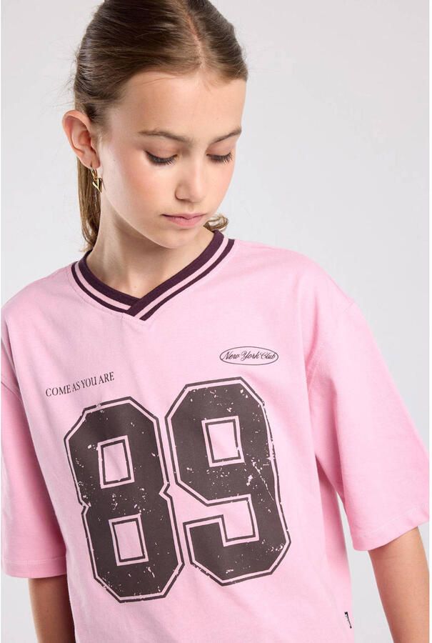 America Today boxy T-shirt met print roze - Foto 2