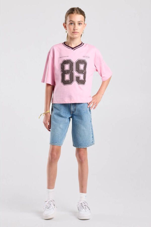 America Today boxy T-shirt met print roze - Foto 3