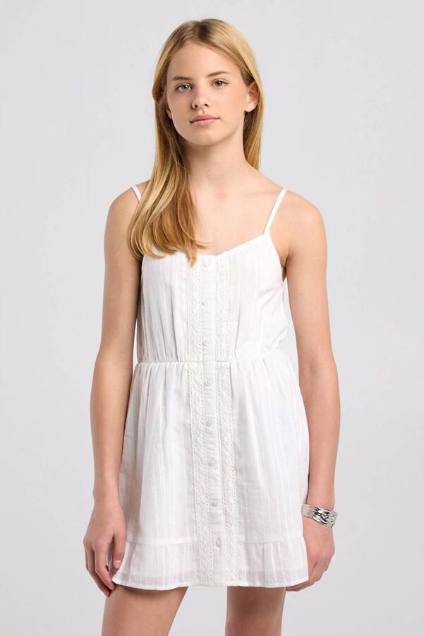 America Today broderie midi jurk wit - Foto 2