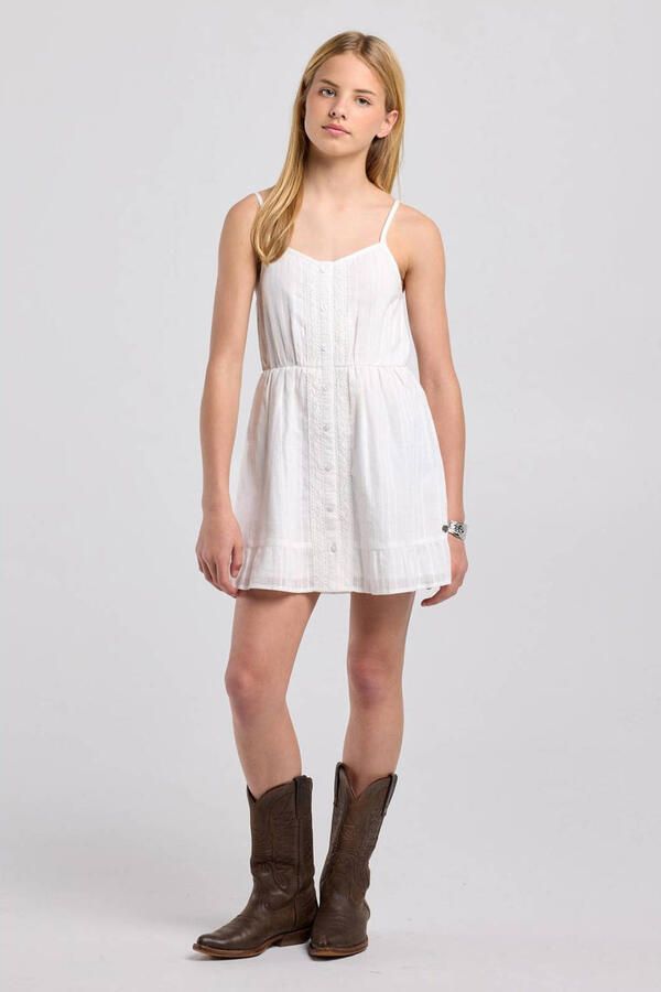 America Today broderie midi jurk wit - Foto 3