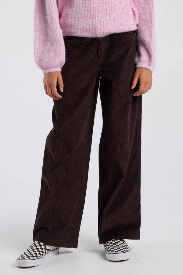 America Today broek met corduroy details bruin Effen