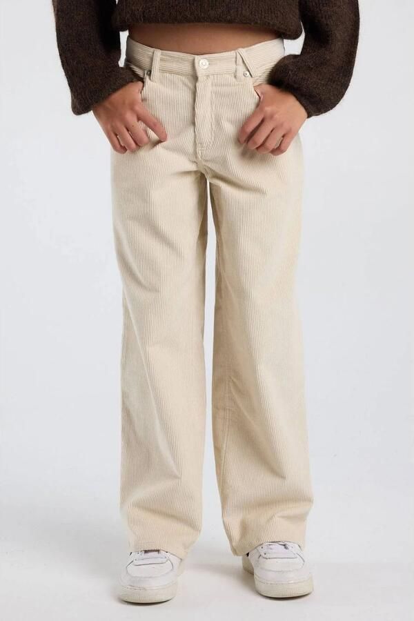 America Today corduroy casual broek beige Effen