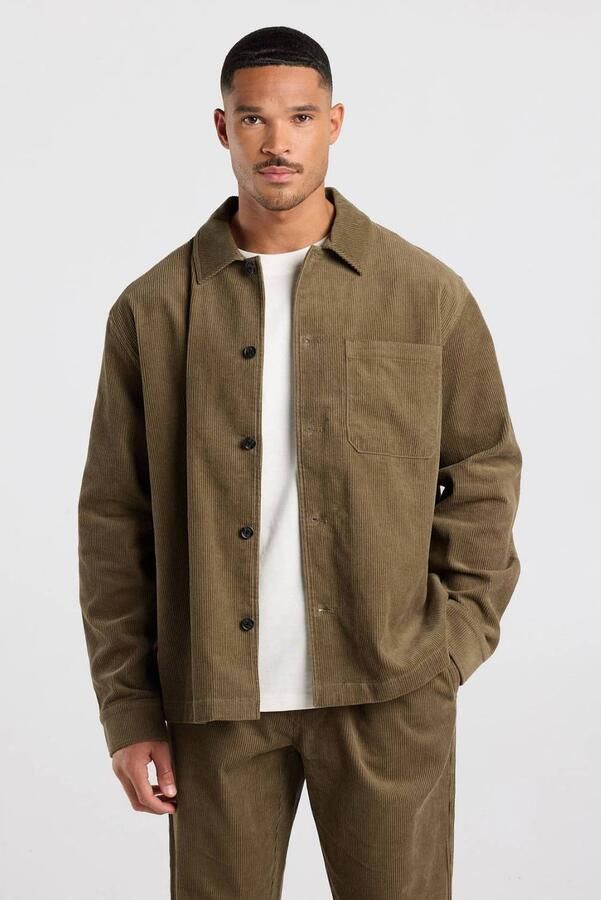 America Today corduroy regular fit overshirt bruin