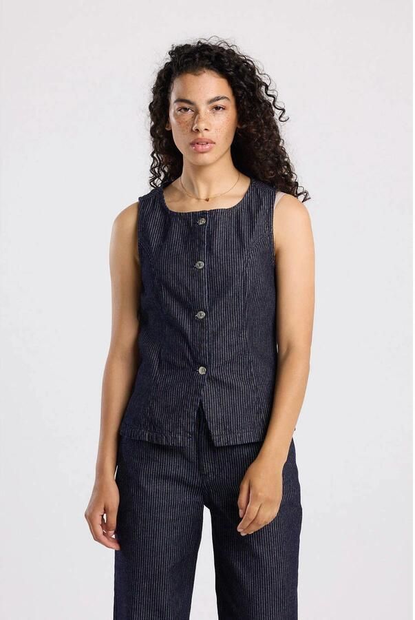 America Today denim gilet dark blue denim