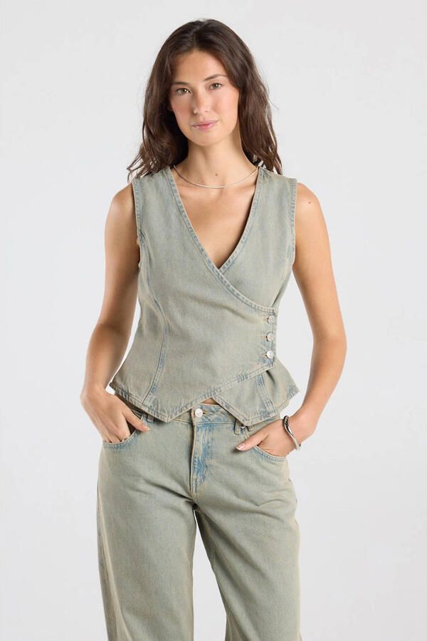 America Today denim gilet lichtblauw