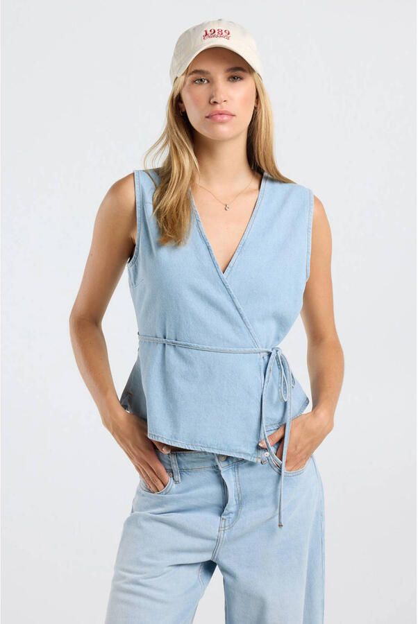 America Today denim gilet lichtblauw