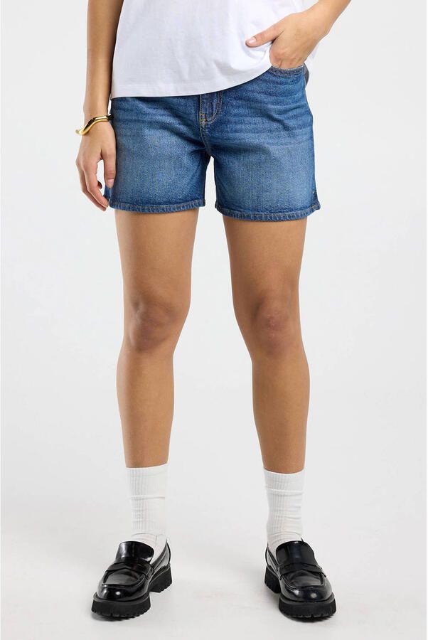 America Today denim regular high waist short dark blue denim
