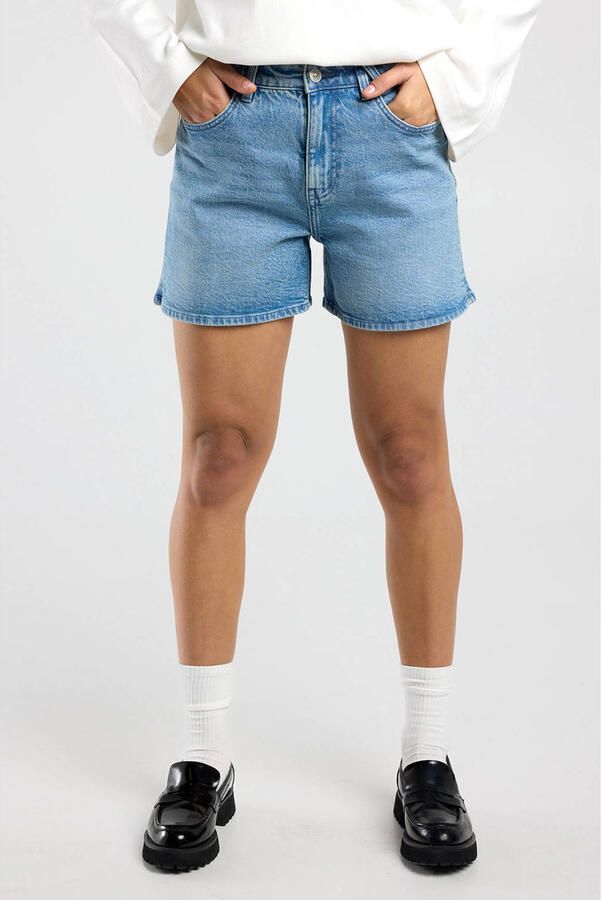 America Today denim regular high waist short medium blue denim